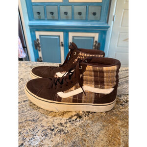 Women's Vans Filmore Hi Platform Brown Plaid High-Top Sneakers
